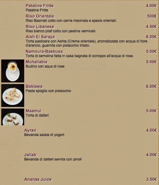 Menu di Mandaloun 