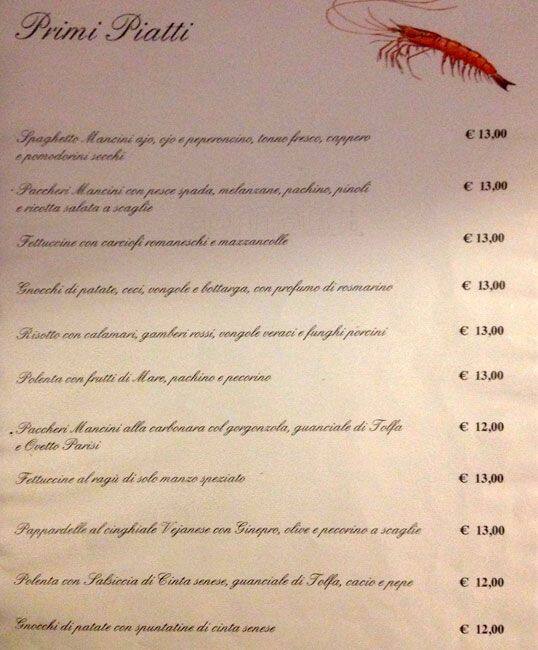 Menu di Ristorante Che Te Ne Sà 