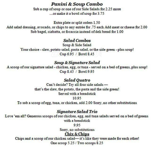 Menu at Cafe Rosemary, Vancouver