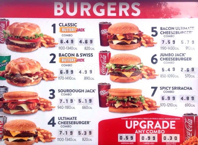 Jack in the Box Menu, Menu for Jack in the Box, Port Orchard, Port