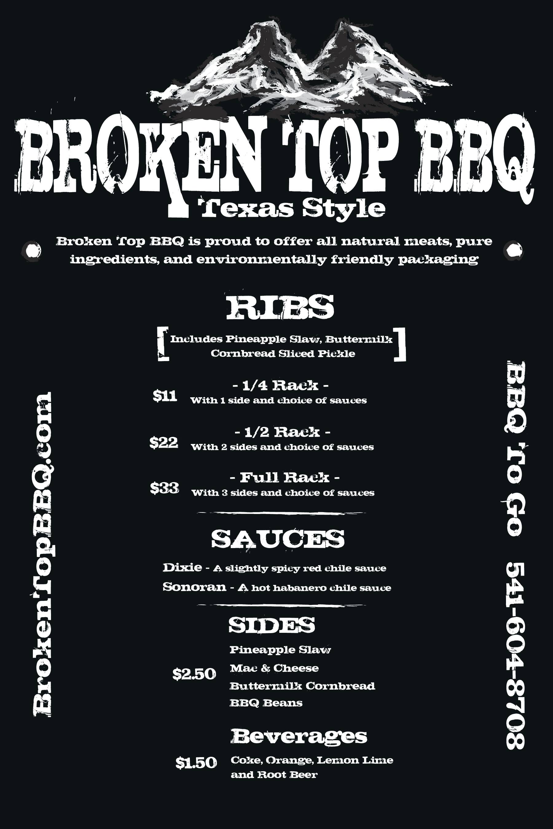 Broken Top BBQ Menu, Menu for Broken Top BBQ, Bend, Bend Urbanspoon