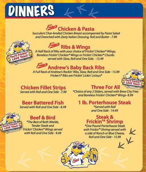 Frickers Menu Menu For Frickers Miamisburg Dayton