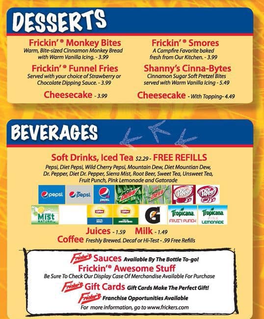 Frickers Menu Menu For Frickers Miamisburg Dayton