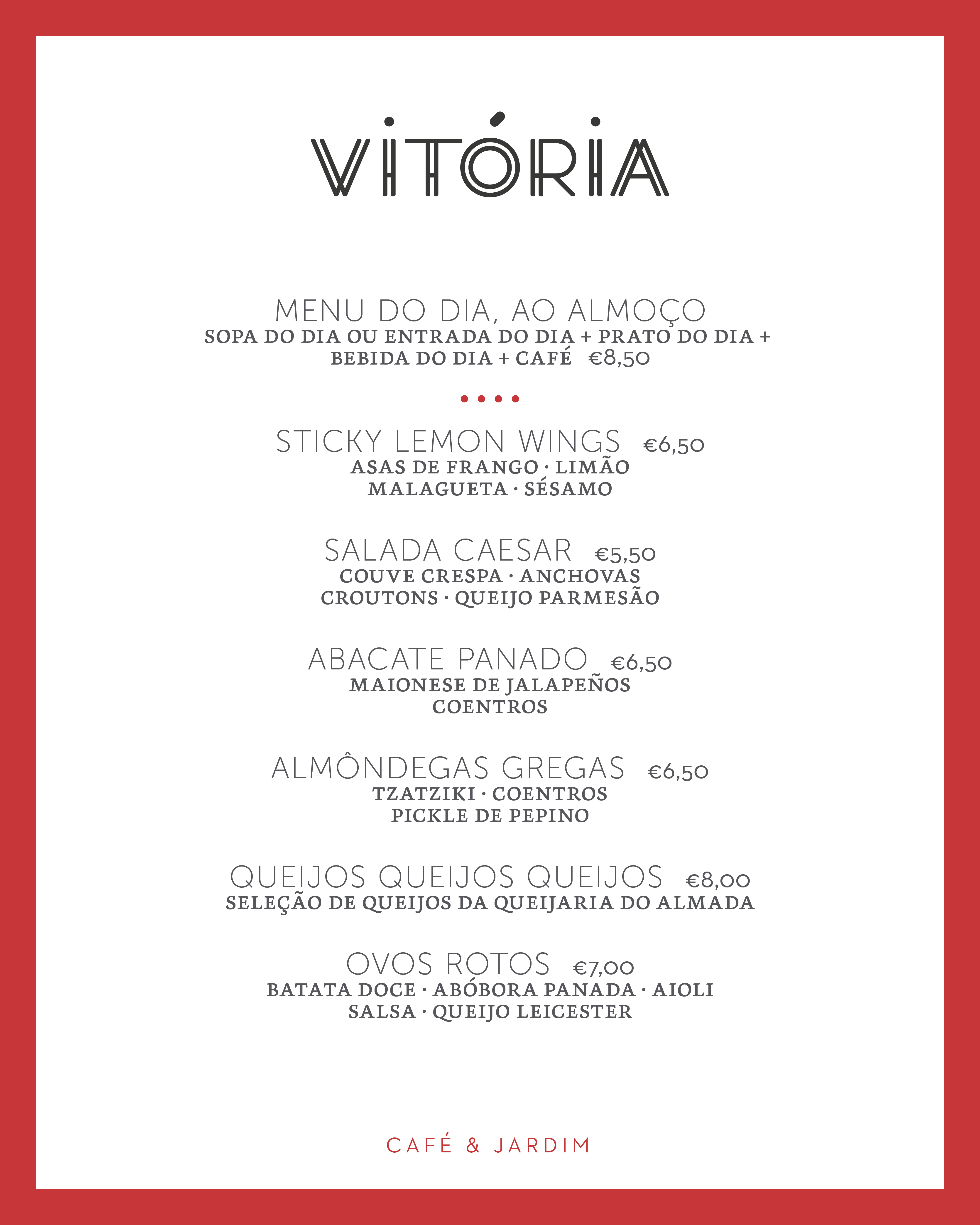 Menu At Vitoria Cafe Porto R De Jose Falcao 156