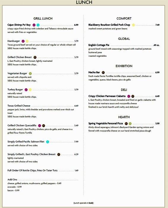 Parmer Cafe menu