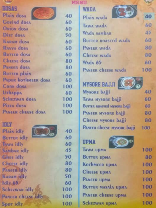 Govind Ki Bandi menu