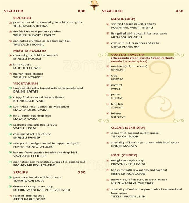 The Konkan Cafe Vivanta By Taj President Menu Zomato