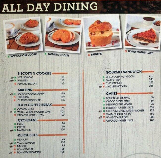 PAN India Food - The Coffee Bean & Tea Leaf menu