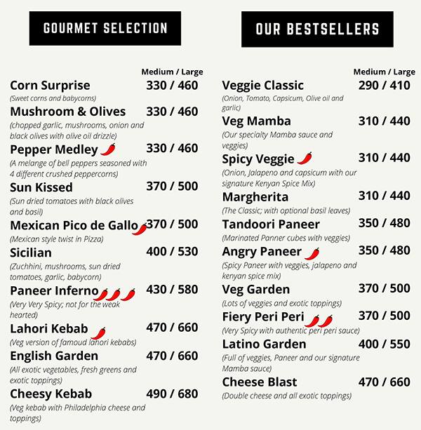 Bon Pizza menu