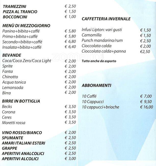 Menu di Bar Paolo 
