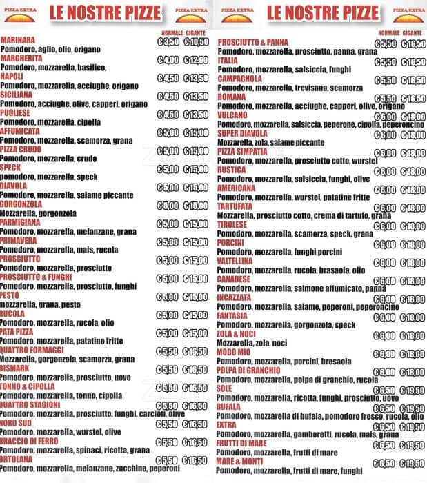 Menu di Pizza Extra 