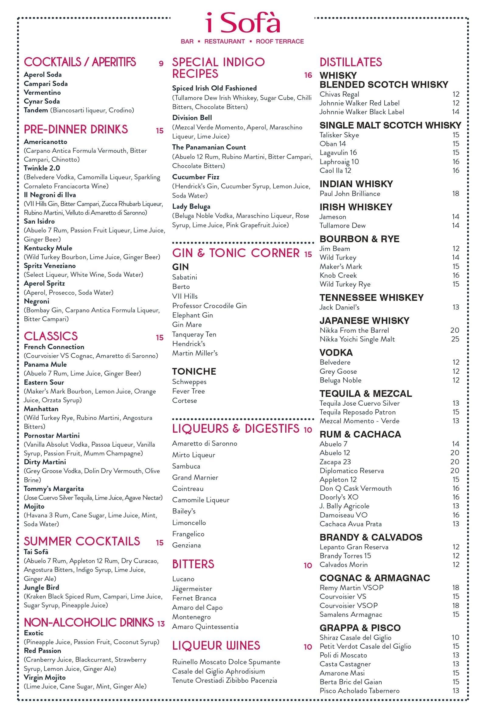 Menu di Hotel Indigo Rome - St. George Rome 