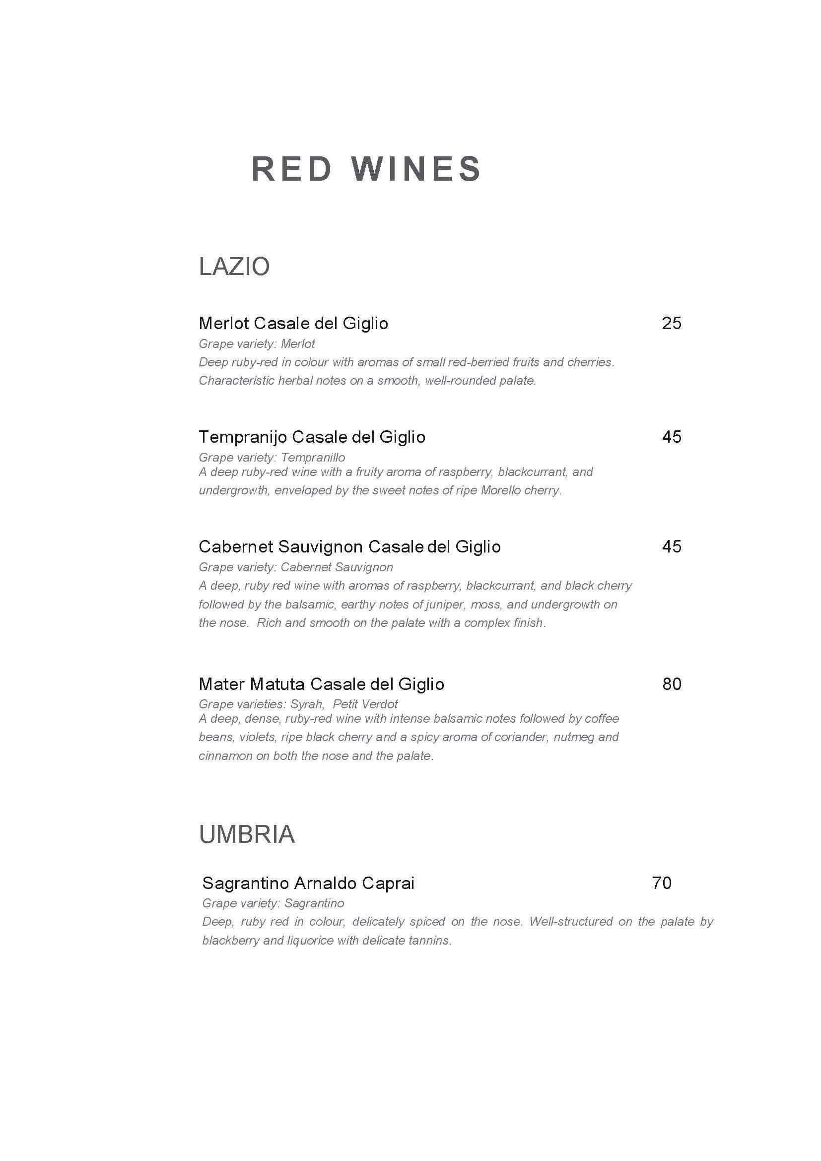 Menu di Hotel Indigo Rome - St. George Rome 
