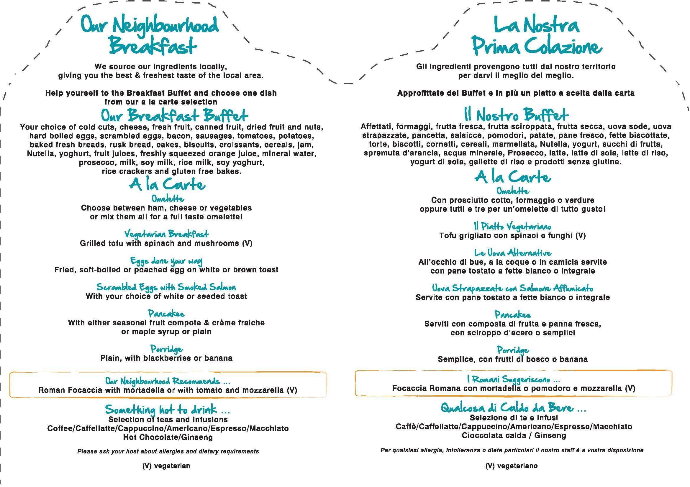 Menu di Hotel Indigo Rome - St. George Rome 