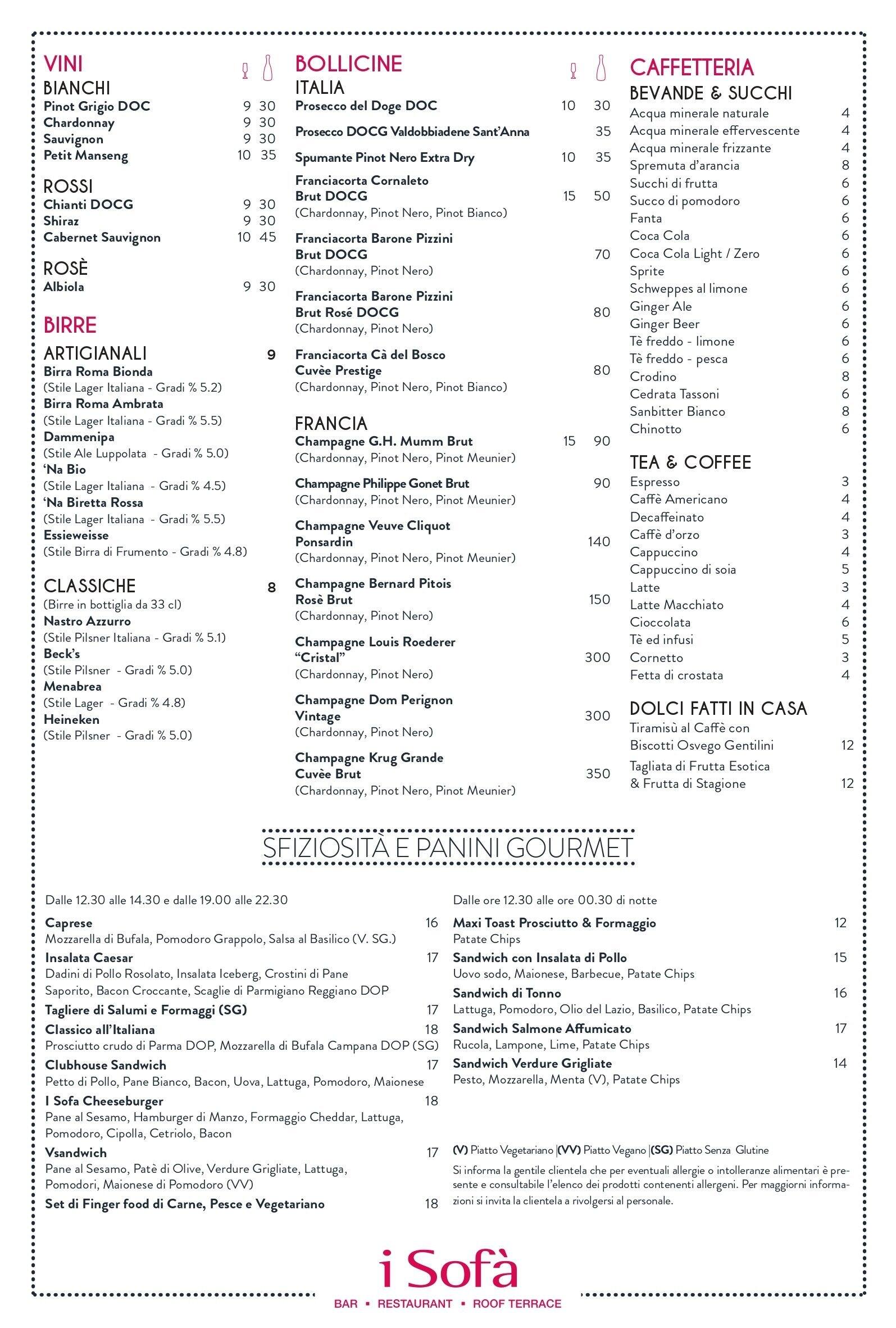Menu di Hotel Indigo Rome - St. George Rome 