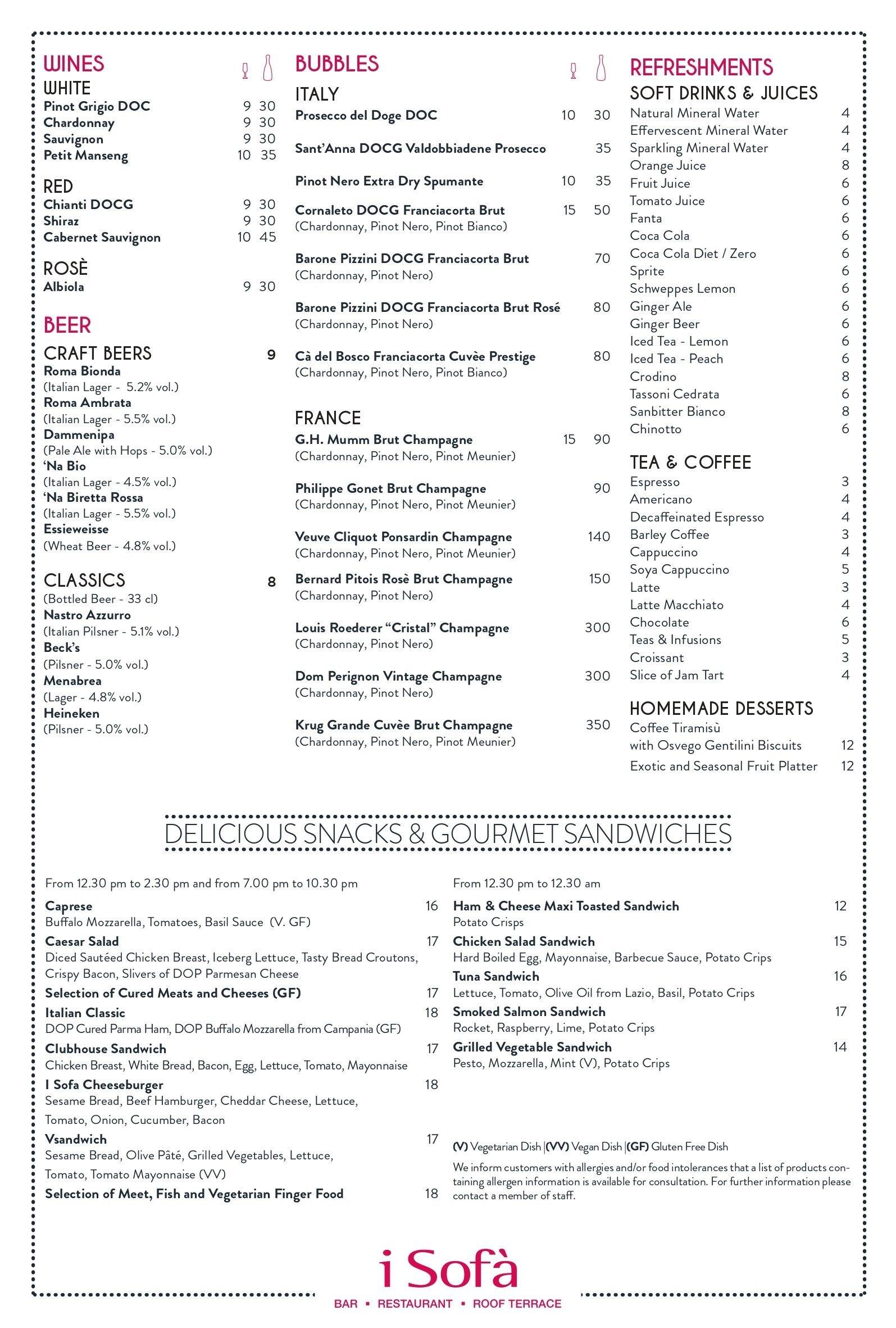 Menu di Hotel Indigo Rome - St. George Rome 