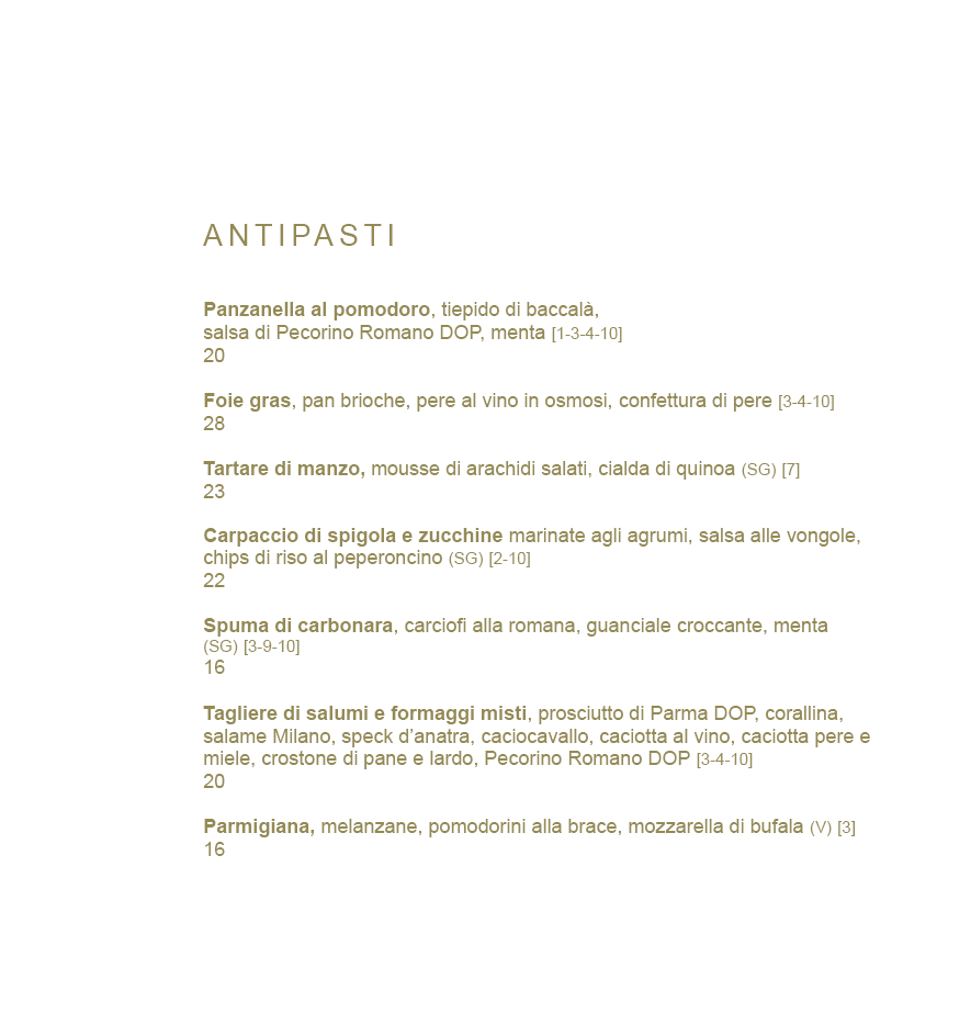 Menu di Hotel Indigo Rome - St. George Rome 