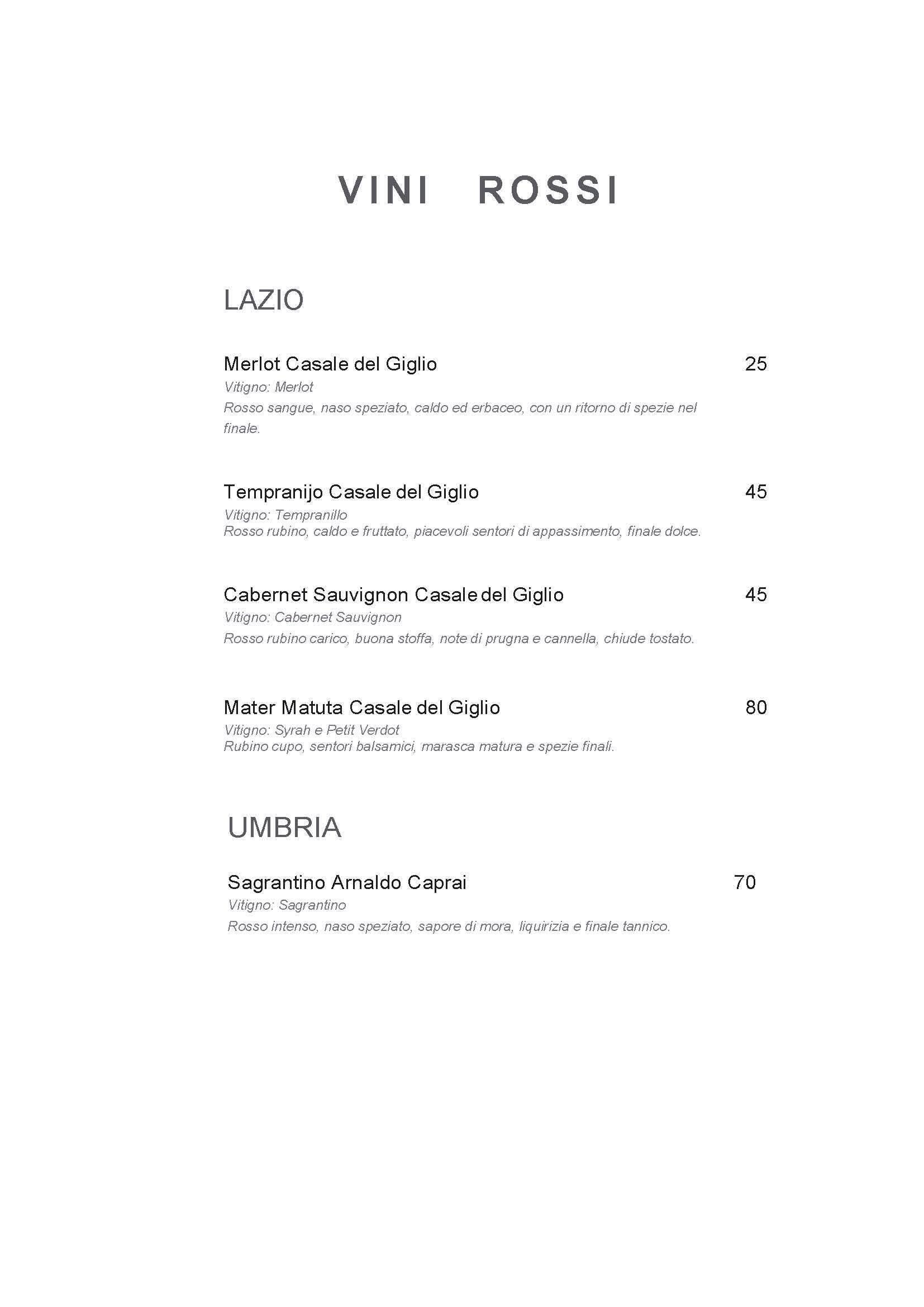 Menu di Hotel Indigo Rome - St. George Rome 