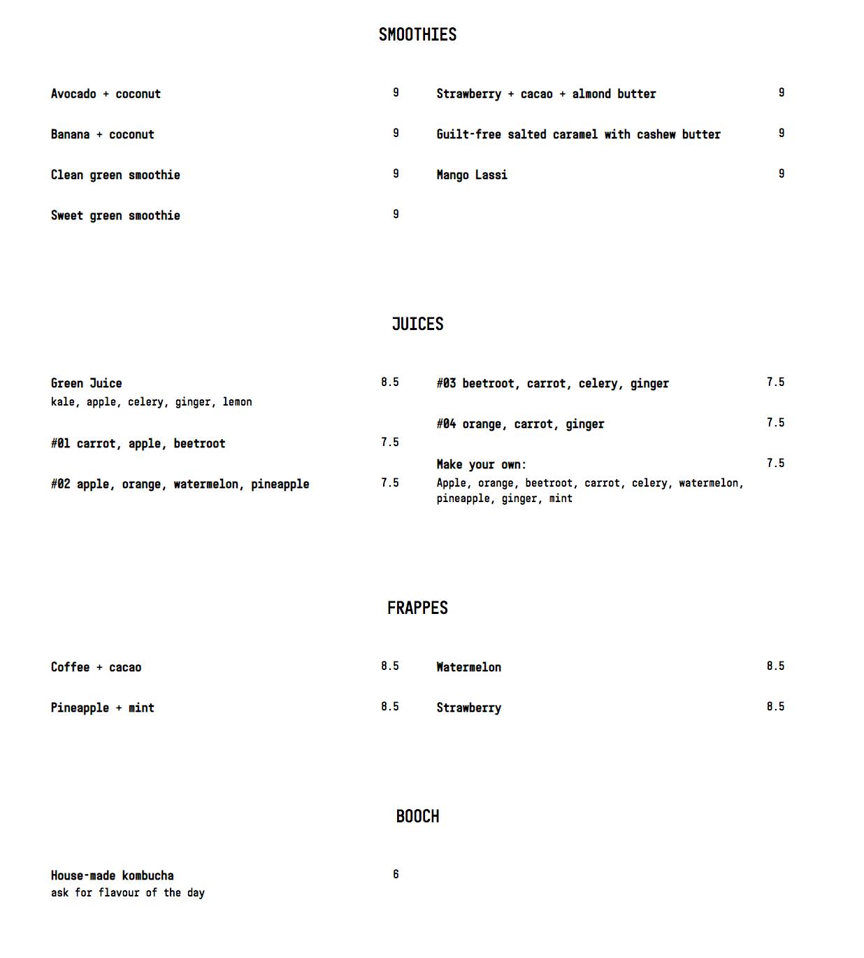 Carta de Open Circus Cafe & Mexican