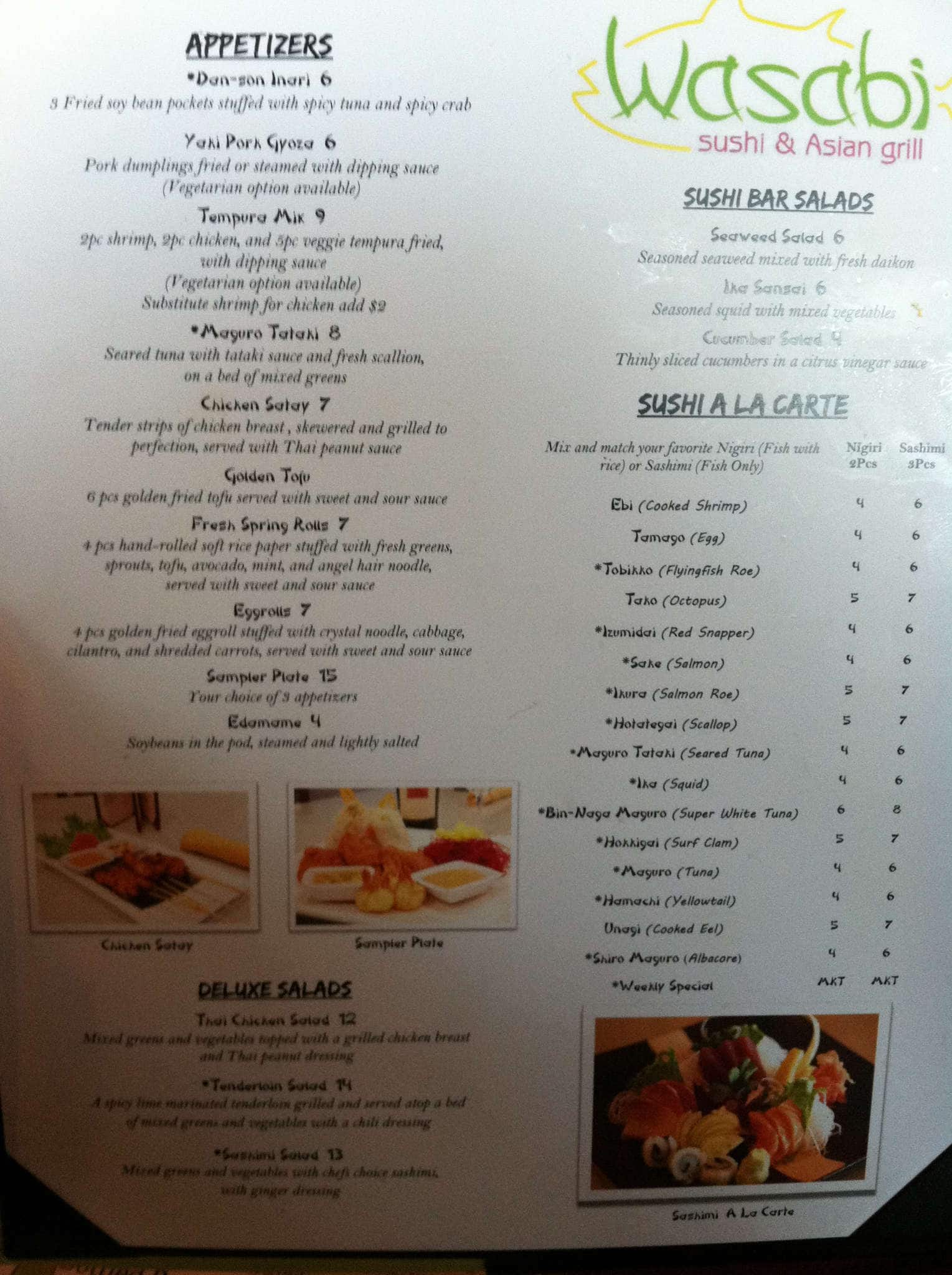 Little Bangkok/Wasabi Menu, Menu for Little Bangkok/Wasabi, East Grand