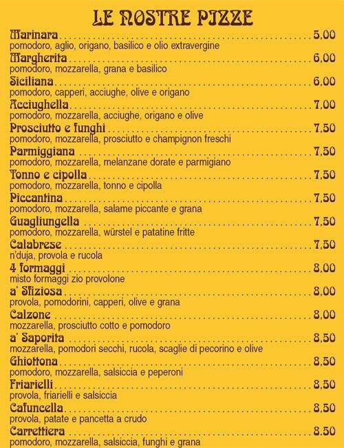 Menu di Zio Provolone 