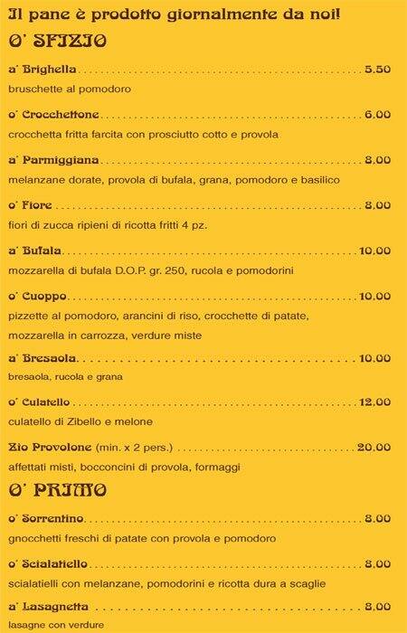 Menu di Zio Provolone 