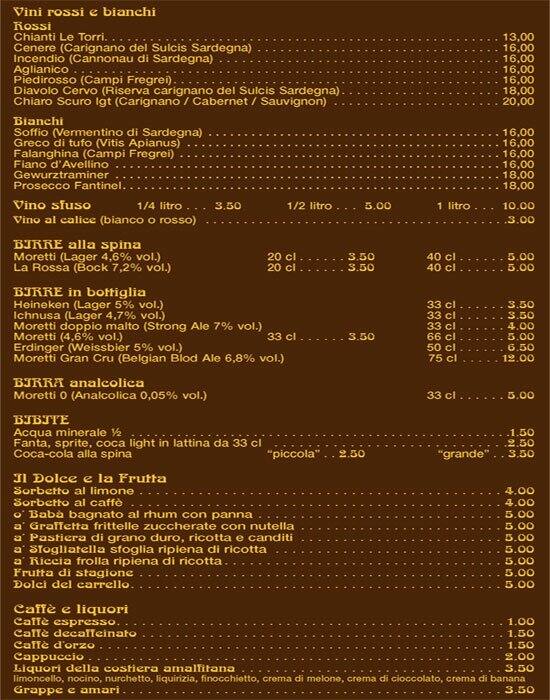Menu di Zio Provolone 