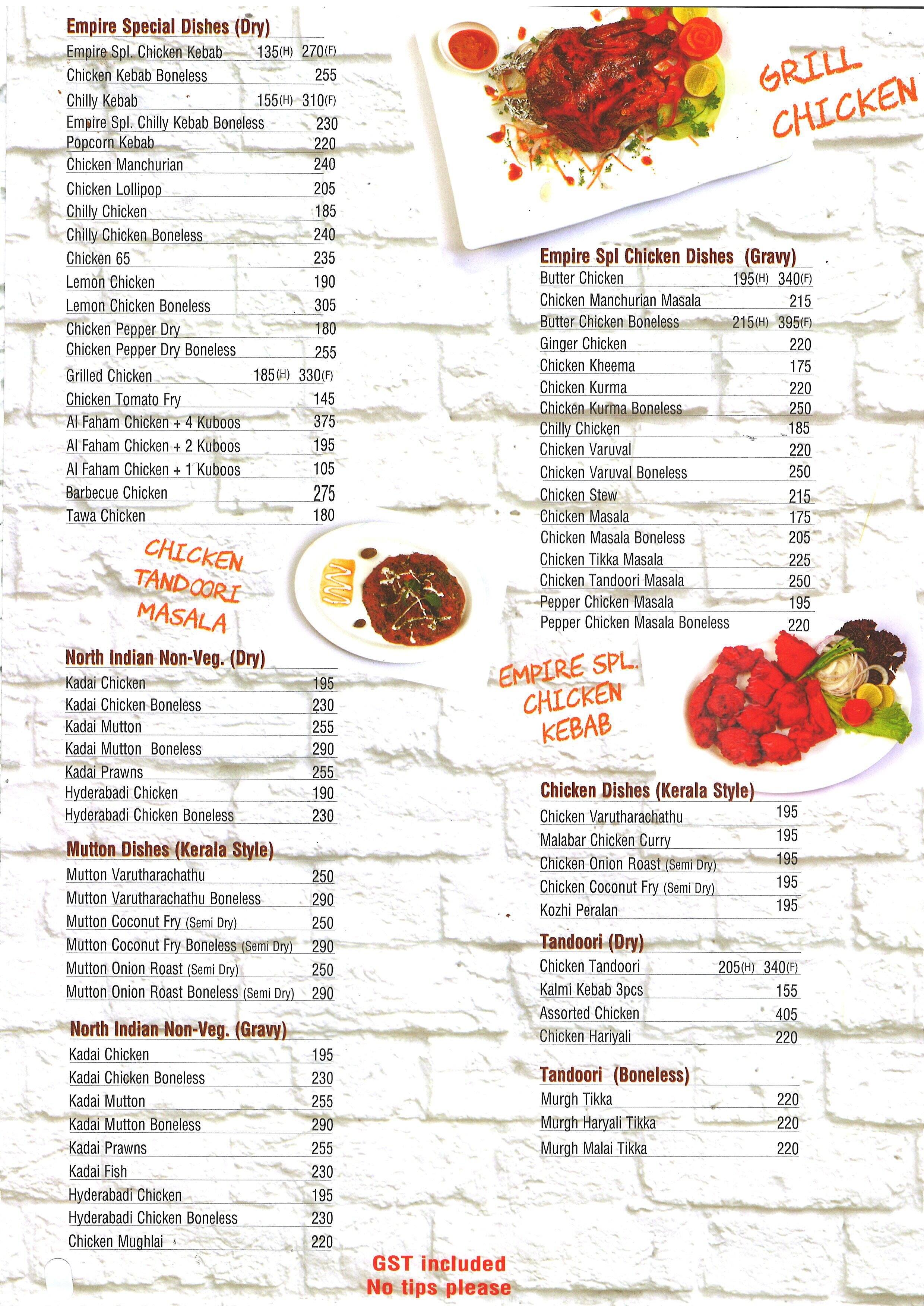 Empire Restaurant Menu, Menu for Empire Restaurant, Koramangala 5th ...