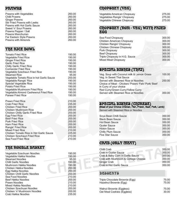 Rangis menu