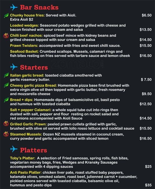 The Toby Jug Bar & Kitchen Menu Menumania/Zomato