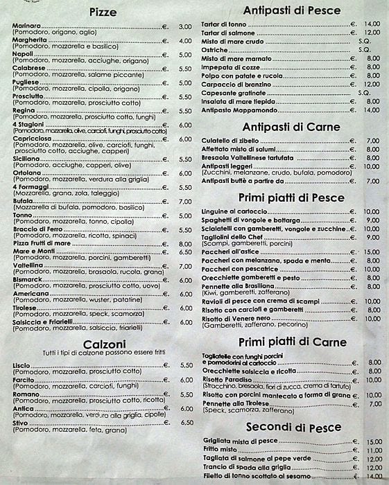 Menu di Il Mappamondo 