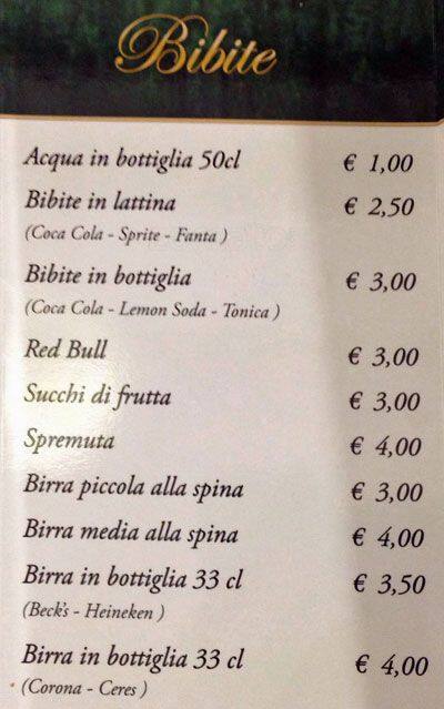 Menu di Caffé Belfiore 
