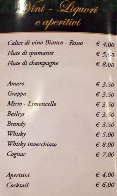 Menu di Caffé Belfiore 