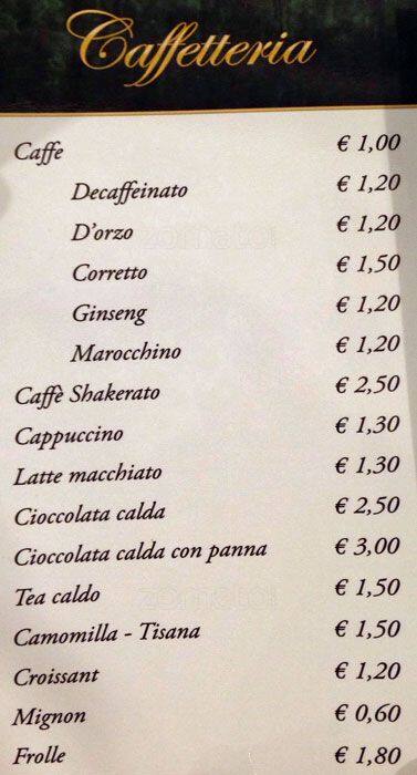 Menu di Caffé Belfiore 