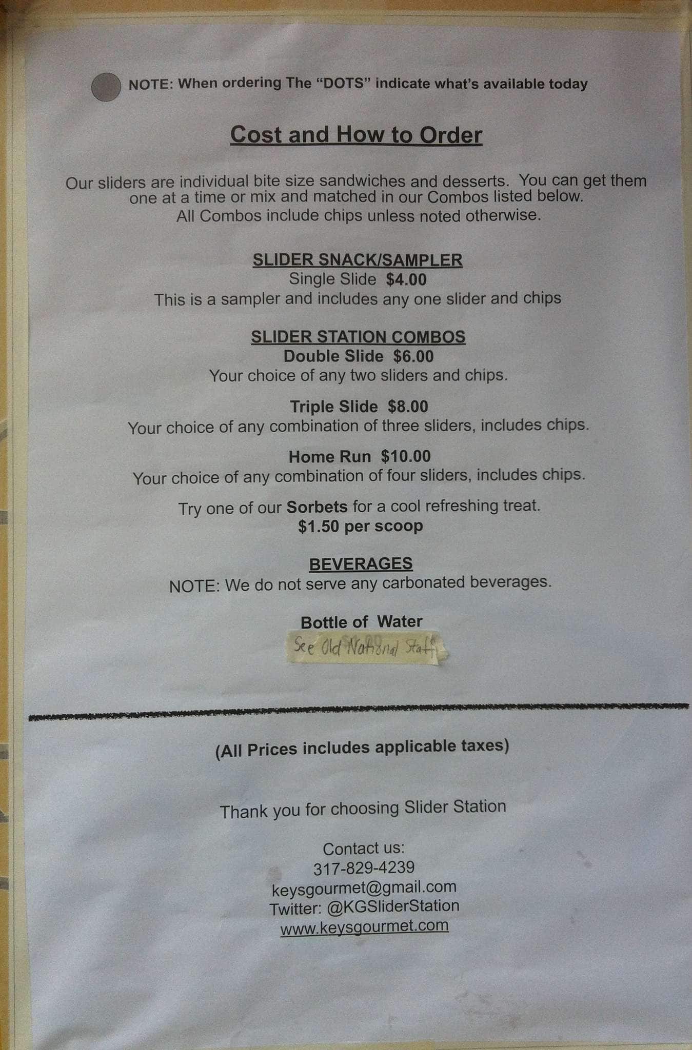 Slider Station Menu, Menu for Slider Station, Wholesale District, Indianapolis Urbanspoon/Zomato