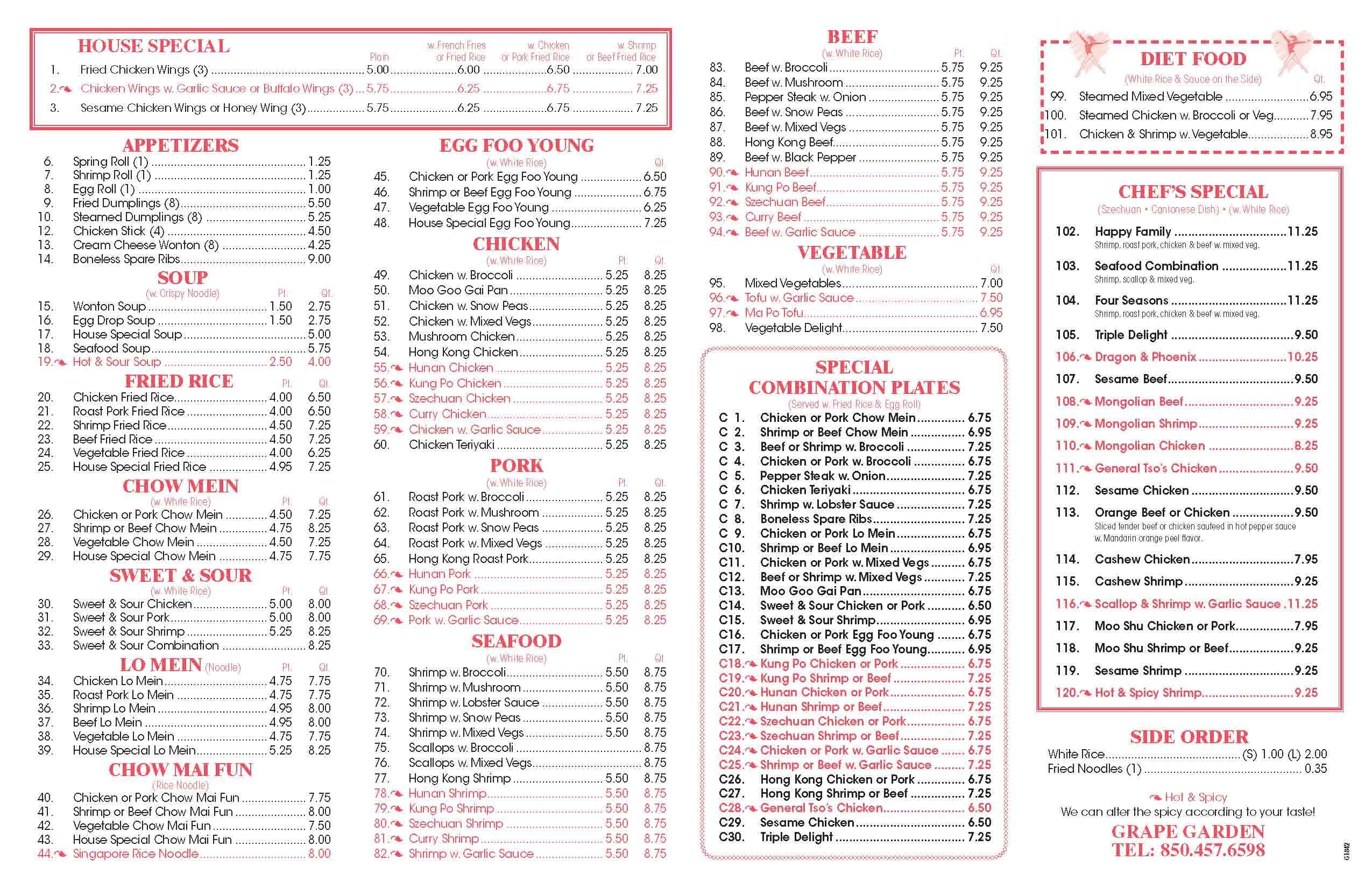 Grape Garden Menu Menu For Grape Garden Pensacola Pensacola