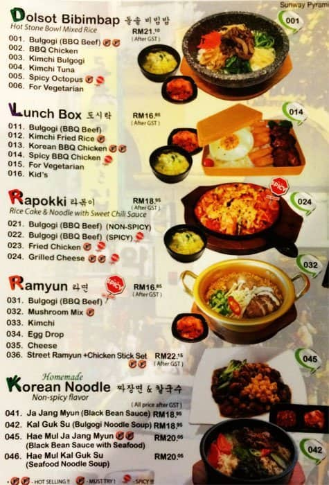 K Street Menu, Menu for K Street, Damansara Intan ...