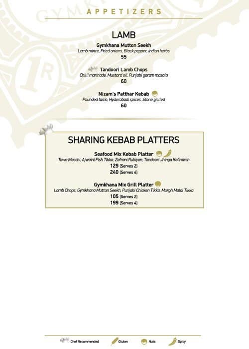Gymkhana menu
