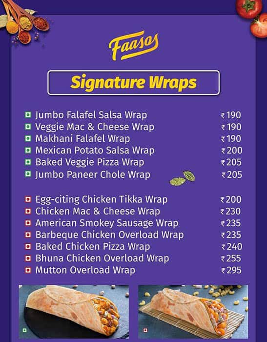 Menu at Faasos Wraps & Rolls, Gurugram, Shop 42