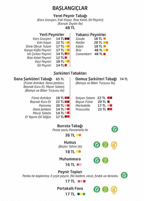 menu at bordo saraphane istanbul