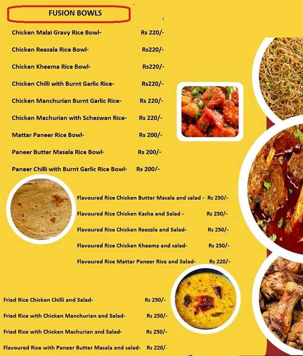 Menu of The Great Bowl, Sector 5, Salt Lake, Kolkata