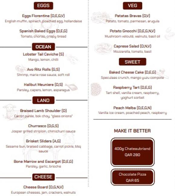 Club InterContinental menu
