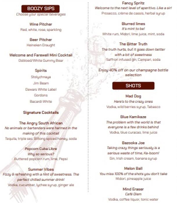 Club InterContinental menu