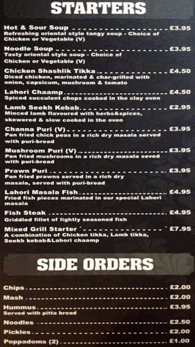 Saffron menu