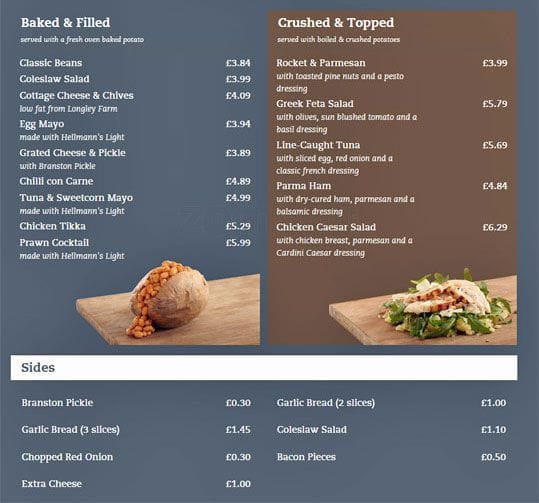 Spud U Like Menu, Menu for Spud U Like, Corstorphine, Edinburgh - Zomato UK