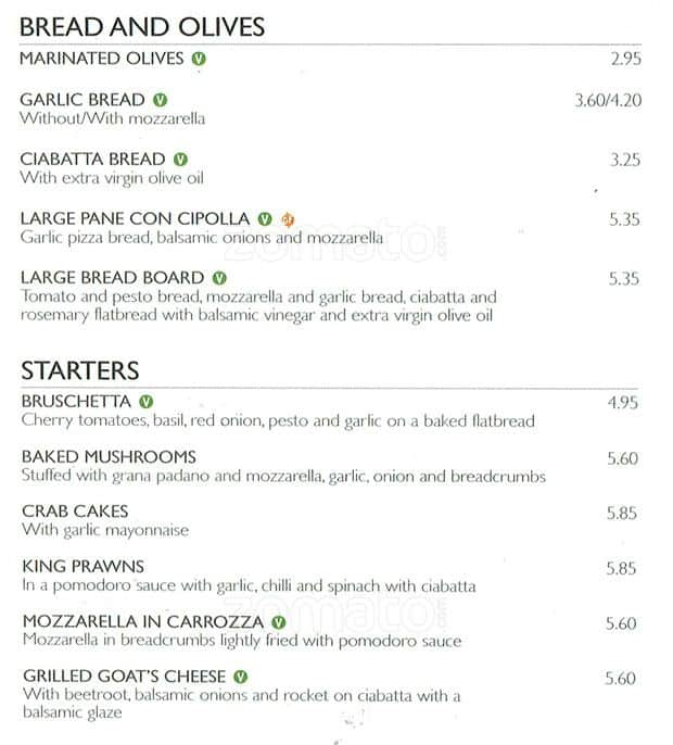 Menu At Prezzo Pizzeria Glasgow Glasgow Fort Shopping Park 2062