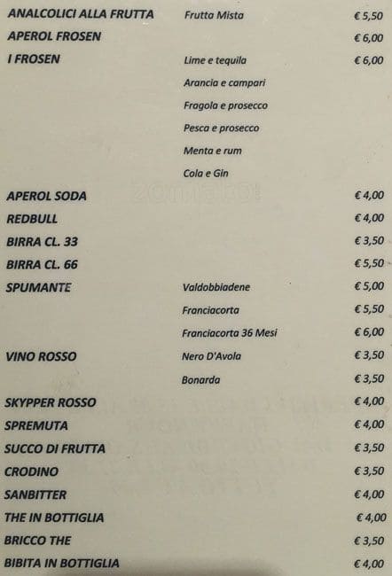 Menu di Pancafé Cavaleri 