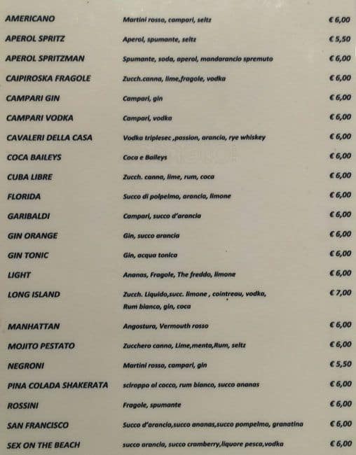 Menu di Pancafé Cavaleri 