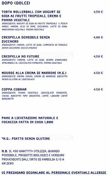 Menu di So What?!? 