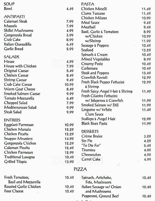 Auntie Pasto's Menu, Menu for Auntie Pasto's, Bellaire, Houston